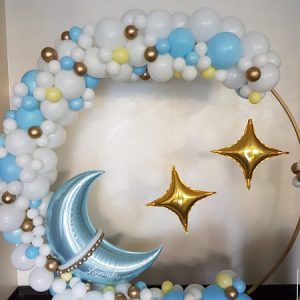 Allestimento primo compleanno battesimo palloncini stelle e luna